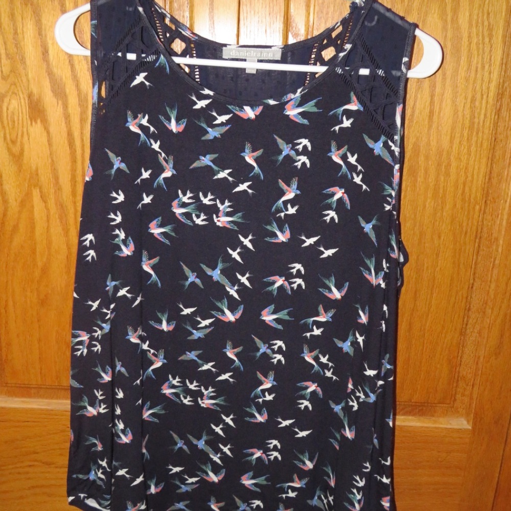 Daniel Rainn Blue and Black Tank Top with Musical Note Print